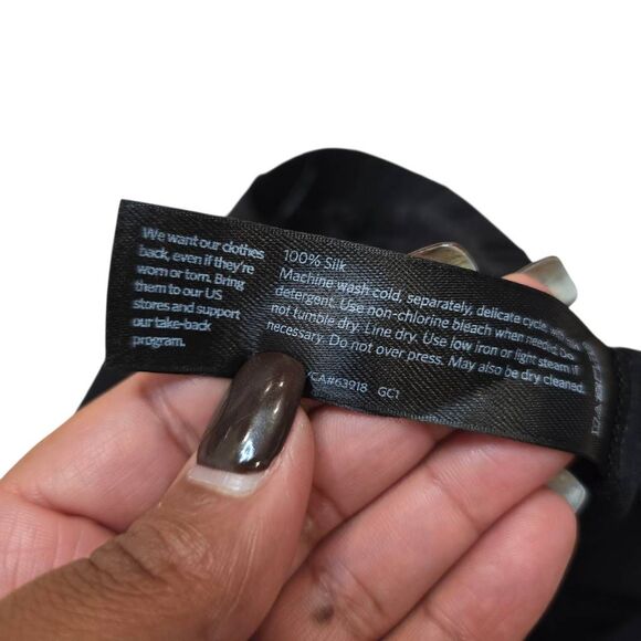 Eileen Fisher Ankle Pants Women's PM Black Silk Tapered Elastic Waist Casual - Picture 5 of 6